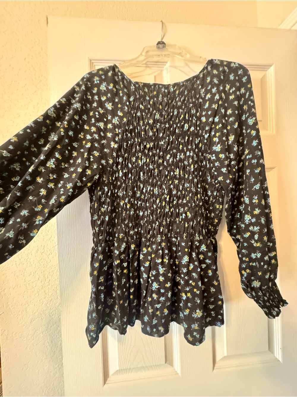 Ava & Viv Navy Blue Smocked Floral Cotton Tunic - Picture 3 of 6